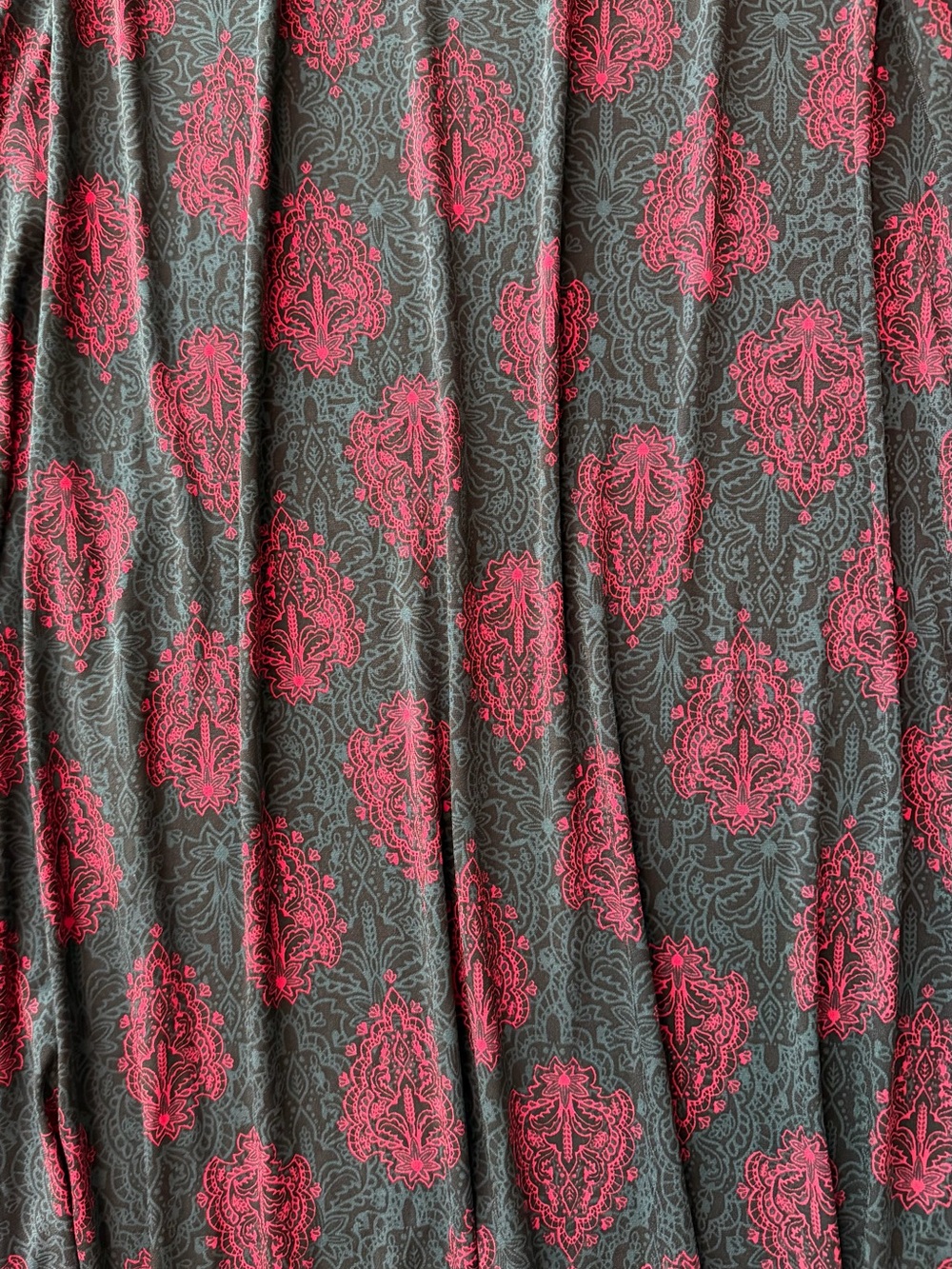 LuLaRoe Black Maxi Skirt with Magenta Floral Print - Picture 8 of 10